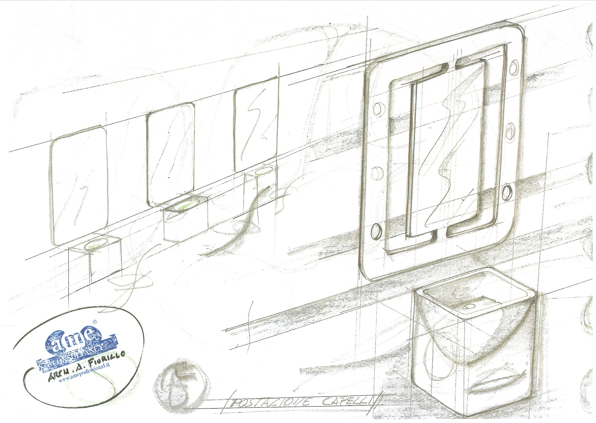 postazione make-up in fase di progettazione